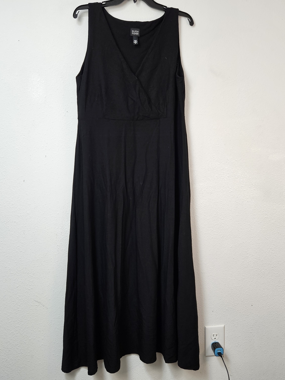 EILEEN FISHER Rayon Nylon Spandex Black Sleeveless Maxi Dress Minimalist Medium
